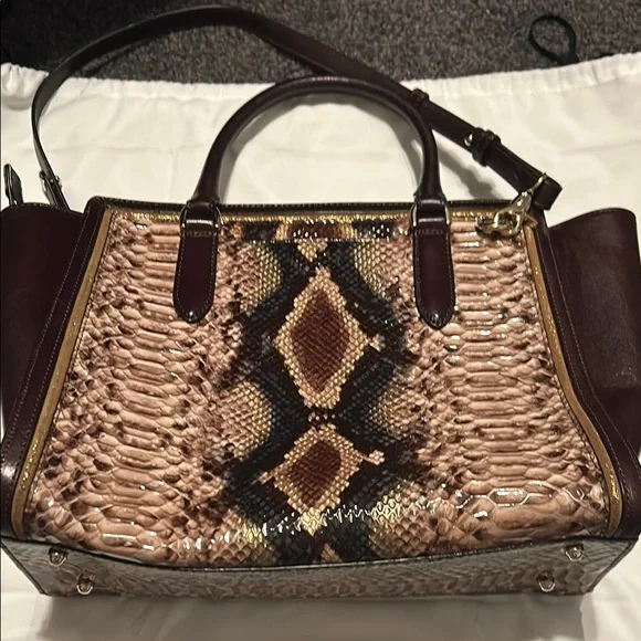 Brahmin Aubree - Savino Folklore- Brown Snake Print Women's Bag - Picture 2 of 16